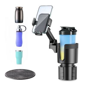 2-in-1 Car Cup & Phone Holder | Expandable Retractable Base Mount