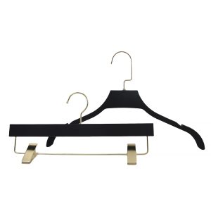 Rubberized Black Plastic Skirt Hanger with Custom Logo | Non-Slip Boutique Hanger